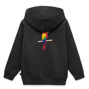 Perroquet ornithologue ara - Sweat Premium à capuche enfant bio - noir - Dos - AI Model Kid Male (0cm)
