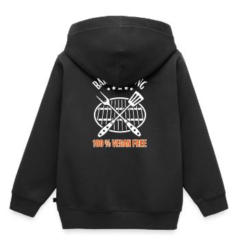 Barbecue King -100% Vegan Free - Grill & BBQ - Sweat Premium à capuche enfant bio - noir - Dos - AI Model Kid Male (0cm)