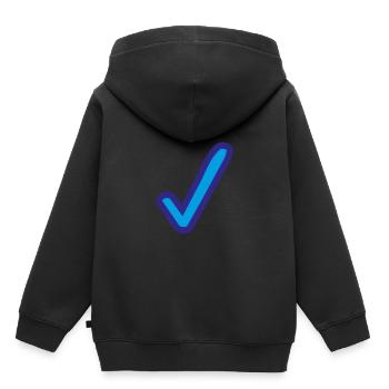 Blau Häkchen Icon - Kinder Premium Organic Hoodie - Schwarz - Hinten - AI Model Kid Male (0cm)