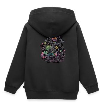 Flower Power - Kinder Premium Organic Hoodie - Schwarz - Hinten - AI Model Kid Male (0cm)