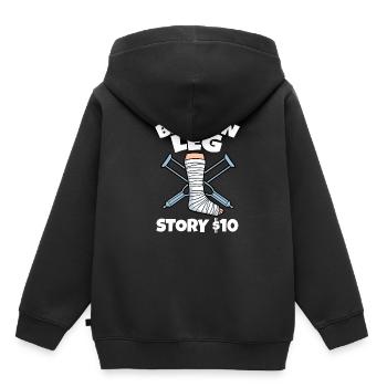 Broken Leg Story $10 - Sweat Premium à capuche enfant bio - noir - Dos - AI Model Kid Male (0cm)