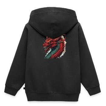 Drache mystisch Lindwurm Monster Ungeheuer Biest - Kinder Premium Organic Hoodie - Schwarz - Hinten - AI Model Kid Male (0cm)
