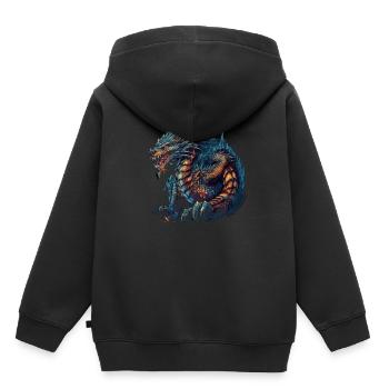 Drache mystisch Lindwurm Monster Ungeheuer Biest - Kinder Premium Organic Hoodie - Schwarz - Hinten - AI Model Kid Male (0cm)