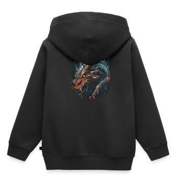 Drache mystisch Lindwurm Monster Ungeheuer Biest - Kinder Premium Organic Hoodie - Schwarz - Hinten - AI Model Kid Male (0cm)