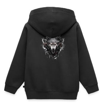 Mecha Tier Tiger Wolf Fuchs Dino Bär Cyborg - Kinder Premium Organic Hoodie - Schwarz - Hinten - AI Model Kid Male (0cm)