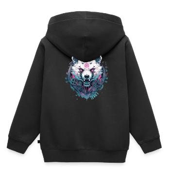 Mecha Tier Tiger Wolf Fuchs Dino Bär Cyborg - Kinder Premium Organic Hoodie - Schwarz - Hinten - AI Model Kid Male (0cm)