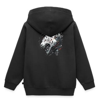 Mecha Tier Tiger Wolf Fuchs Dino Bär Cyborg - Kinder Premium Organic Hoodie - Schwarz - Hinten - AI Model Kid Male (0cm)