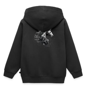 Mecha Tier Tiger Wolf Fuchs Pferd Cyborg - Kinder Premium Organic Hoodie - Schwarz - Hinten - AI Model Kid Male (0cm)