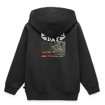 Memorial Day Murph 2019 Séance d'entraînement 19 - Sweat Premium à capuche enfant bio - noir - Dos - AI Model Kid Male (0cm)