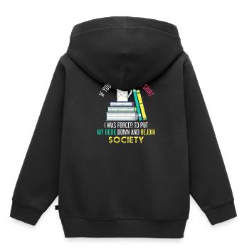 Buch Nerd Gesellschaft Bücher Lesen - Kinder Premium Organic Hoodie - Schwarz - Hinten - AI Model Kid Male (0cm)
