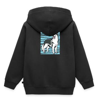 Husky - Sweat Premium à capuche enfant bio - noir - Dos - AI Model Kid Male (0cm)