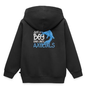 Amphibiens Saumon Amphibiens Cadeau Garçon Axolotl - Sweat Premium à capuche enfant bio - noir - Dos - AI Model Kid Male (0cm)