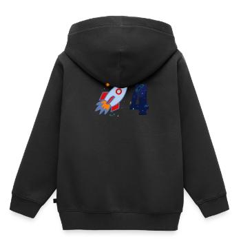 4ème anniversaire chemise enfant cadeau 4 ans - Sweat Premium à capuche enfant bio - noir - Dos - AI Model Kid Male (0cm)