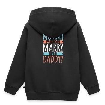 Maman veux-tu épouser mon papa? Bébé fils fille - Sweat Premium à capuche enfant bio - noir - Dos - AI Model Kid Male (0cm)