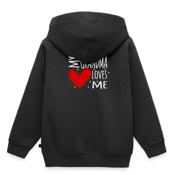 Ma grand-mère m'aime grand-mère grand-mère - Sweat Premium à capuche enfant bio - noir - Dos - AI Model Kid Male (0cm)