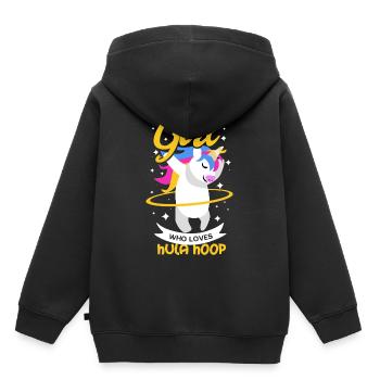 Hula Hoop Unicorn - Kids Premium Organic Hoodie - black - Back - AI Model Kid Male (0cm)