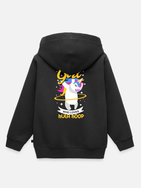 Hula Hoop Einhorn - Kinder Premium Organic Hoodie - Schwarz