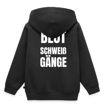 Canaux sudoripares sanguins - Sweat Premium à capuche enfant bio - noir - Dos - AI Model Kid Male (0cm)