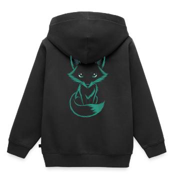 Renard mystique en turquoise - Sweat Premium à capuche enfant bio - noir - Dos - AI Model Kid Male (0cm)