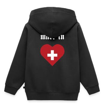 made in Switzerland Switzerland - Kids Premium Organic Hoodie - black - Back - AI Model Kid Male (0cm)