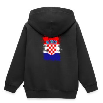 Kroatien - Kinder Premium Organic Hoodie - Schwarz - Hinten - AI Model Kid Male (0cm)