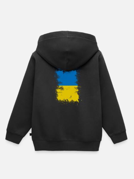 Ukraine Flagge Farbfleck Kunst - Kinder Premium Organic Hoodie - Schwarz