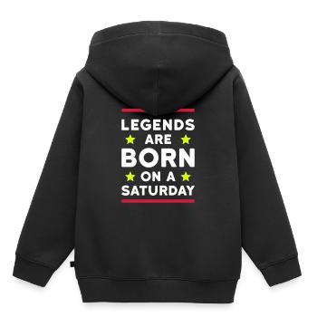 Les légendes naissent un samedi (lignes, étoiles) - Sweat Premium à capuche enfant bio - noir - Dos - AI Model Kid Male (0cm)