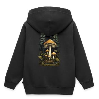 Retro Toadstool Forest & Mushroom Magic Design - Kids Premium Organic Hoodie - black - Back - AI Model Kid Male (0cm)