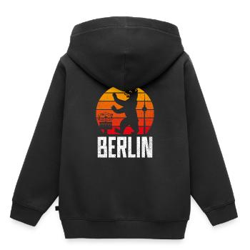 BERLIN BEAR ALEX SUN GRUNGE VINTAGE - Sweat Premium à capuche enfant bio - noir - Dos - AI Model Kid Male (0cm)