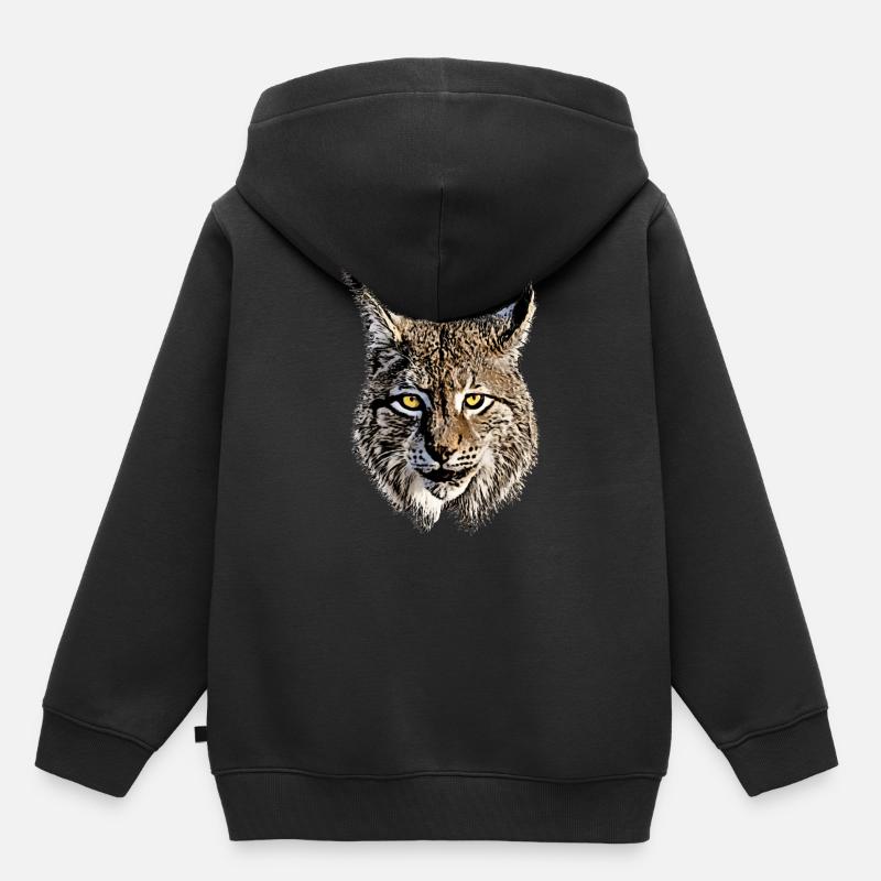 Luchs Raubkatze Raubtier Tier coole Katze Lynx - Kinder Premium Organic Hoodie - Schwarz