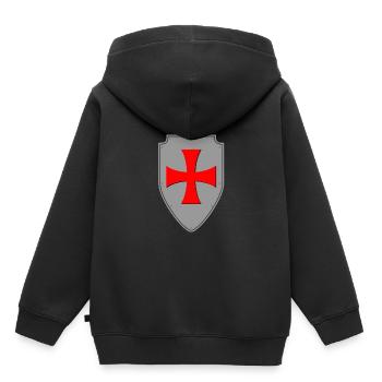 Communauté des boucliers templiers - Sweat Premium à capuche enfant bio - noir - Dos - AI Model Kid Male (0cm)