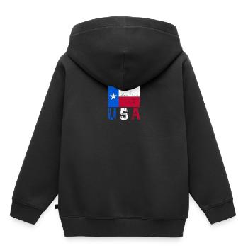 Conception du drapeau du Texas USA pour les fans de Lone Star State - Sweat Premium à capuche enfant bio - noir - Dos - AI Model Kid Male (0cm)