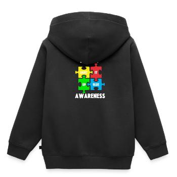 Autismus Puzzle Autist ADHS Asperger Geschenk - Kinder Premium Organic Hoodie - Schwarz - Hinten - AI Model Kid Male (0cm)
