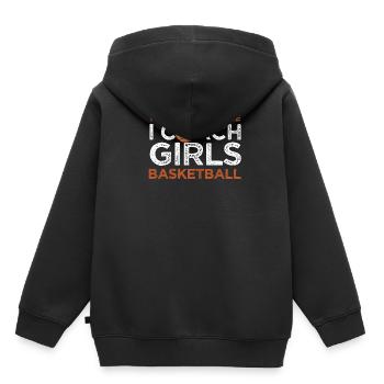 Tu ne me fais pas peur, je m'entraîne au basketball féminin - Sweat Premium à capuche enfant bio - noir - Dos - AI Model Kid Male (0cm)