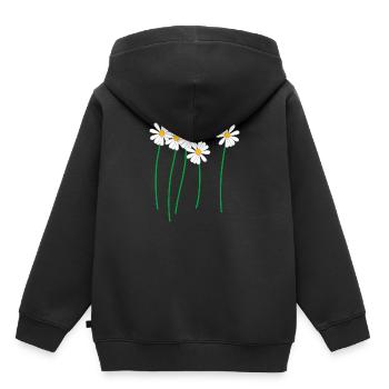 marguerites - Sweat Premium à capuche enfant bio - noir - Dos - AI Model Kid Male (0cm)