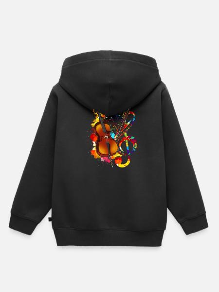 Notenschlüssel Klassische Musik Cellist Cello - Kinder Premium Organic Hoodie - Schwarz