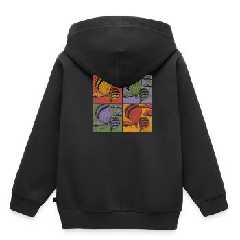 Ballon Fliegen Ballonfahrt Pop Art Heißluftballon - Kinder Premium Organic Hoodie - Schwarz - Hinten - AI Model Kid Male (0cm)