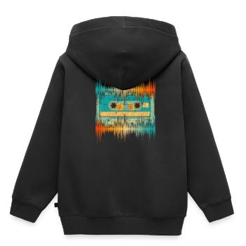 Retro Cassette Music Gift Musician Soundwave - Kids Premium Organic Hoodie - black - Back - AI Model Kid Male (0cm)