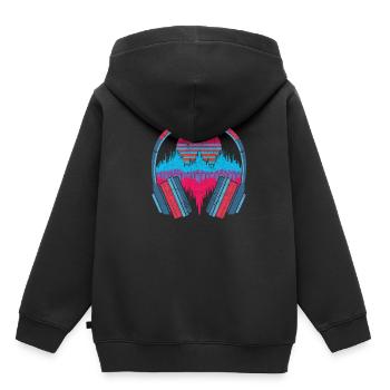 80s Vaporwave Music Gift Headphone Soundwave - Kids Premium Organic Hoodie - black - Back - AI Model Kid Male (0cm)