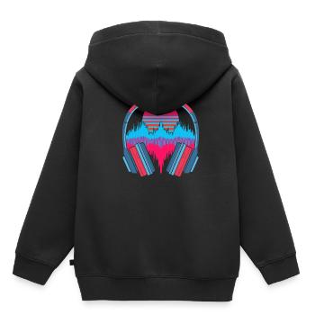 Music Gift Headphone 90s Synthwave Soundwave - Kids Premium Organic Hoodie - black - Back - AI Model Kid Male (0cm)