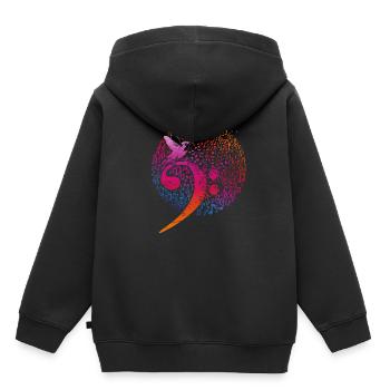 Musiknoten Bassschlüssel Vogel Notenschlüssel - Kinder Premium Organic Hoodie - Schwarz - Hinten - AI Model Kid Male (0cm)