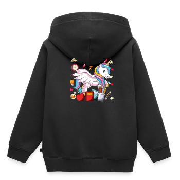 Ecole Motif Motif Ecole Ecole Débutants Licorne - Sweat Premium à capuche enfant bio - noir - Dos - AI Model Kid Male (0cm)