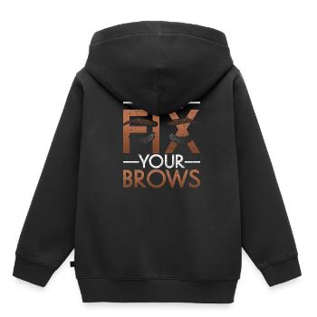 Maquillage Artiste Cadeau Beauté Sourcils Artiste - Sweat Premium à capuche enfant bio - noir - Dos - AI Model Kid Male (0cm)