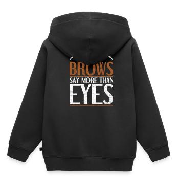 Maquillage Artiste Cadeau Beauté Sourcils Artiste - Sweat Premium à capuche enfant bio - noir - Dos - AI Model Kid Male (0cm)