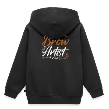 Maquillage Artiste Cadeau Beauté Sourcils Artiste - Sweat Premium à capuche enfant bio - noir - Dos - AI Model Kid Male (0cm)