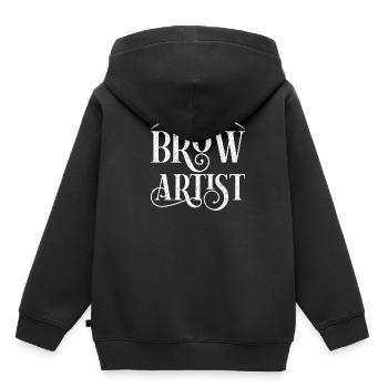 Sourcils Esthéticienne Cadeau Sourcils Artiste - Sweat Premium à capuche enfant bio - noir - Dos - AI Model Kid Male (0cm)