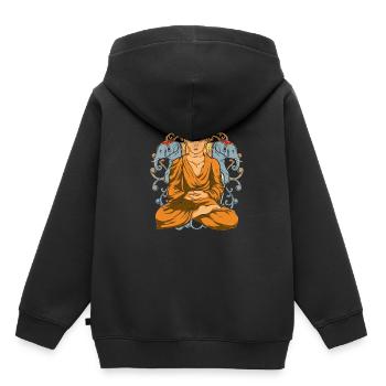 Hindouisme Cadeau Bouddhisme Éléphant Bouddha - Sweat Premium à capuche enfant bio - noir - Dos - AI Model Kid Male (0cm)