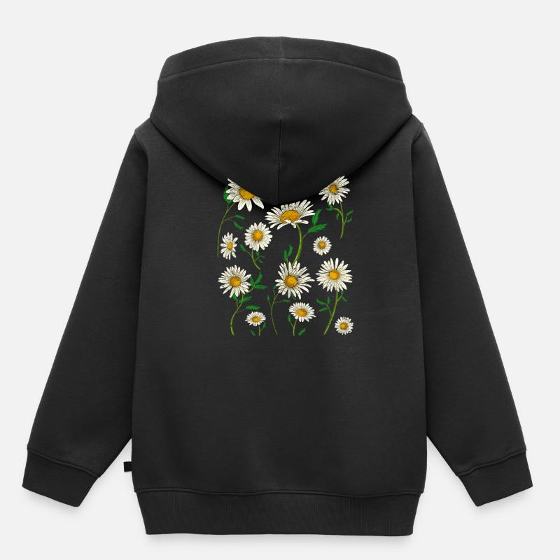Blumen Blüte Garten Gänseblümchen Geschenk Botanik - Kinder Premium Organic Hoodie - Schwarz