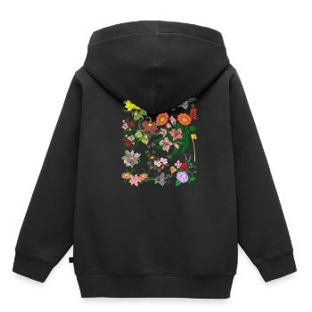 Jardin botanique Fleurs sauvages Cadeau Botanique - Sweat Premium à capuche enfant bio - noir - Dos - AI Model Kid Male (0cm)
