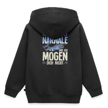 Meine Narwale und ich mögen dich nicht Narwal - Kinder Premium Organic Hoodie - Schwarz - Hinten - AI Model Kid Male (0cm)